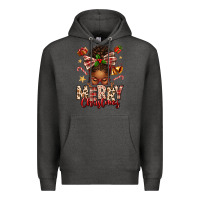 Charcoal Heather merry christmas afro messy bun Premium Hoodie - texasbilliewilder