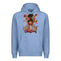 Colony Blue merry christmas afro messy bun Premium Hoodie - texasbilliewilder