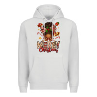 Dove Grey merry christmas afro messy bun Premium Hoodie - texasbilliewilder