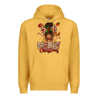 Mustard merry christmas afro messy bun Premium Hoodie - texasbilliewilder