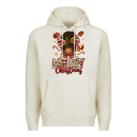 Oatmeal Heather merry christmas afro messy bun Premium Hoodie - texasbilliewilder