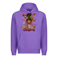 Purple merry christmas afro messy bun Premium Hoodie - texasbilliewilder
