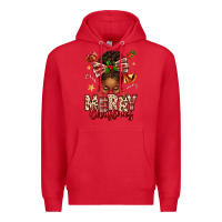 Red merry christmas afro messy bun Premium Hoodie - texasbilliewilder