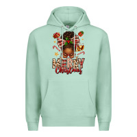 Seafoam merry christmas afro messy bun Premium Hoodie - texasbilliewilder