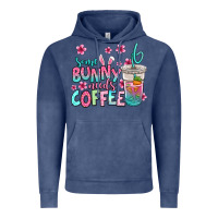 Vintage Denim some bunny needs coffee easter Vintage Hoodie - Jasminsmagicworld