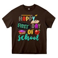Chocolate Brown happy first day of school Heavy Core Tee - Zillion Design Studio