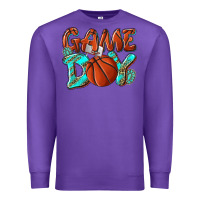 Purple Game day leopard basketball Premium Sweatshirt - NancyCooperArtShop