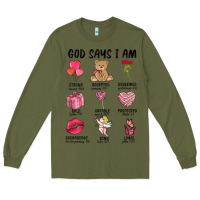 Army Green god says i am valentine's day Long Sleeve Tee - MaliasSmallBusiness