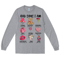 Heather Grey god says i am valentine's day Long Sleeve Tee - MaliasSmallBusiness