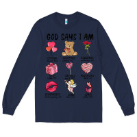 Navy god says i am valentine's day Long Sleeve Tee - MaliasSmallBusiness