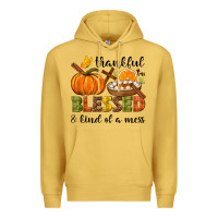 Antique Gold Thankful blessed and kind of a mess Premium Hoodie - NancyCooperArtShop