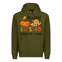 Army Green Thankful blessed and kind of a mess Premium Hoodie - NancyCooperArtShop