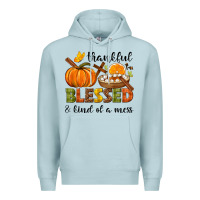 Blue Mist Thankful blessed and kind of a mess Premium Hoodie - NancyCooperArtShop