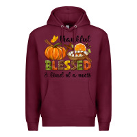 Burgundy Thankful blessed and kind of a mess Premium Hoodie - NancyCooperArtShop