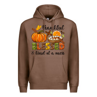 Chestnut Thankful blessed and kind of a mess Premium Hoodie - NancyCooperArtShop