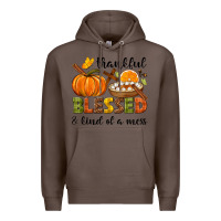 Coffee Thankful blessed and kind of a mess Premium Hoodie - NancyCooperArtShop