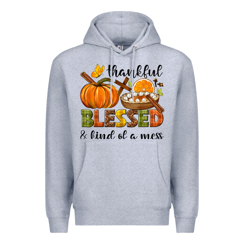 Thankful Blessed And Kind Of A Mess Premium Hoodie by NancyCooperArtShop | Teevron