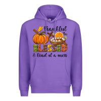 Purple Thankful blessed and kind of a mess Premium Hoodie - NancyCooperArtShop