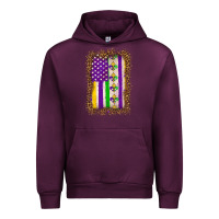 Mauve Wine mardi gras usa flag leopard Urban Hoodie - OliviaCreatesArt