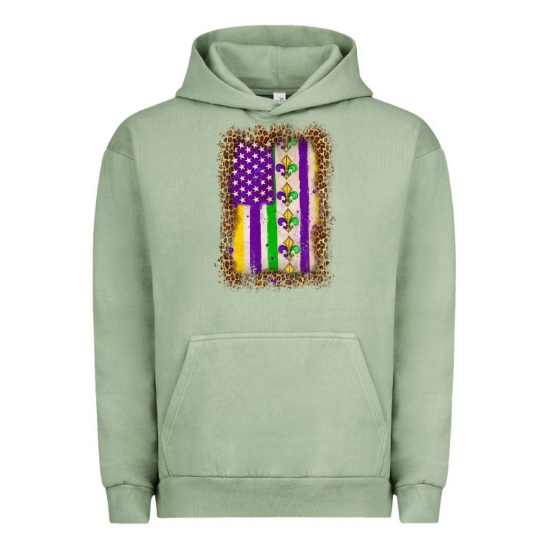 Mardi Gras Usa Flag Leopard Urban Hoodie by OliviaCreatesArt | Teevron