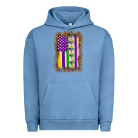 Pigment Pebble Blue mardi gras usa flag leopard Urban Hoodie - OliviaCreatesArt