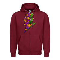 Burgundy halloween lightning bolt Zipper Hoodie - BundleAndBundleShop