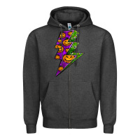 Charcoal Heather halloween lightning bolt Zipper Hoodie - BundleAndBundleShop