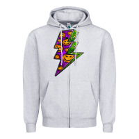 Heather Grey halloween lightning bolt Zipper Hoodie - BundleAndBundleShop