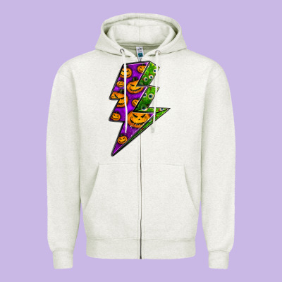 Halloween Lightning Bolt Zipper Hoodie Designed By Bundleandbundleshop