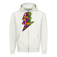 Oatmeal Heather halloween lightning bolt Zipper Hoodie - BundleAndBundleShop