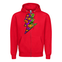 Red halloween lightning bolt Zipper Hoodie - BundleAndBundleShop