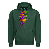 Sports Green halloween lightning bolt Zipper Hoodie - BundleAndBundleShop
