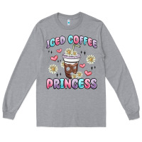 Heather Grey iced coffee princess Long Sleeve Tee - MaliasSmallBusiness