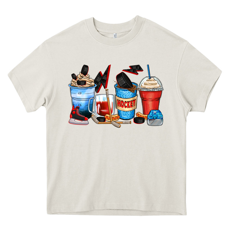 Hockey Begins After Coffee Cups Heavy Core Tee by Zillion Design Studio | Teevron