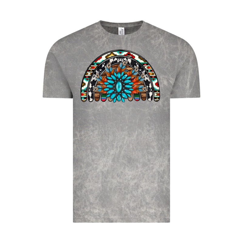 Western Turquoise Aztec Cowhide Serape  Rainbows Vintage Tee by AdoDesignShop | Teevron