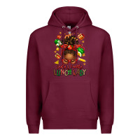 Burgundy santas favorite lunch lady afro messy bun Premium Hoodie - texasbilliewilder