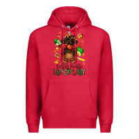 Cardinal santas favorite lunch lady afro messy bun Premium Hoodie - texasbilliewilder