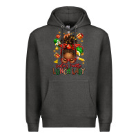 Charcoal Heather santas favorite lunch lady afro messy bun Premium Hoodie - texasbilliewilder