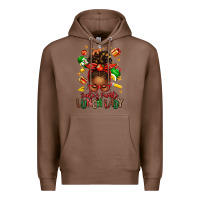 Chestnut santas favorite lunch lady afro messy bun Premium Hoodie - texasbilliewilder