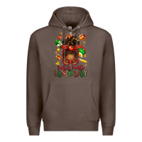 Coffee santas favorite lunch lady afro messy bun Premium Hoodie - texasbilliewilder