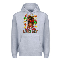 Heather Grey santas favorite lunch lady afro messy bun Premium Hoodie - texasbilliewilder