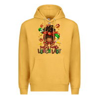 Mustard santas favorite lunch lady afro messy bun Premium Hoodie - texasbilliewilder