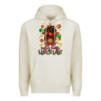 Oatmeal Heather santas favorite lunch lady afro messy bun Premium Hoodie - texasbilliewilder