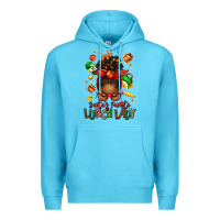 Ocean Blue santas favorite lunch lady afro messy bun Premium Hoodie - texasbilliewilder