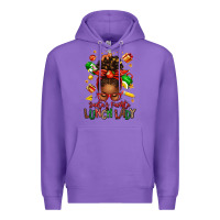 Purple santas favorite lunch lady afro messy bun Premium Hoodie - texasbilliewilder