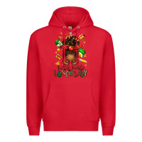 Red santas favorite lunch lady afro messy bun Premium Hoodie - texasbilliewilder