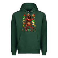 Sports Green santas favorite lunch lady afro messy bun Premium Hoodie - texasbilliewilder