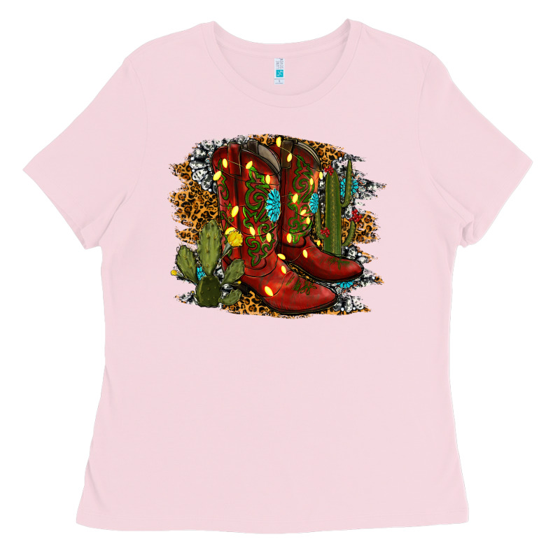 Christmas Cowboy Boots Ladies Tee by RanaPortraitStore | Teevron