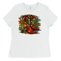 White christmas cowboy boots Ladies Tee - RanaPortraitStore