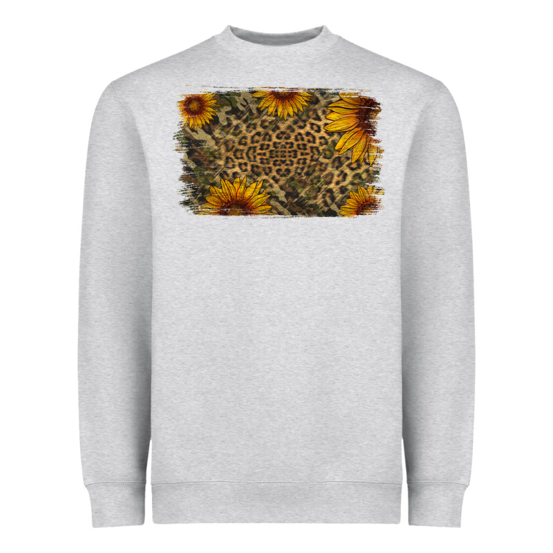 Camouflage Leopard Sunflower Background Heavyweight Sweatshirt by Jasminsmagicworld | Teevron